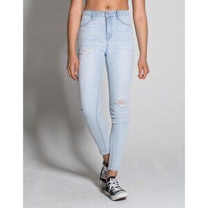 RSQ LA Super High Rise Womens Ripped Skinny Jeans 0/w24 Bleach